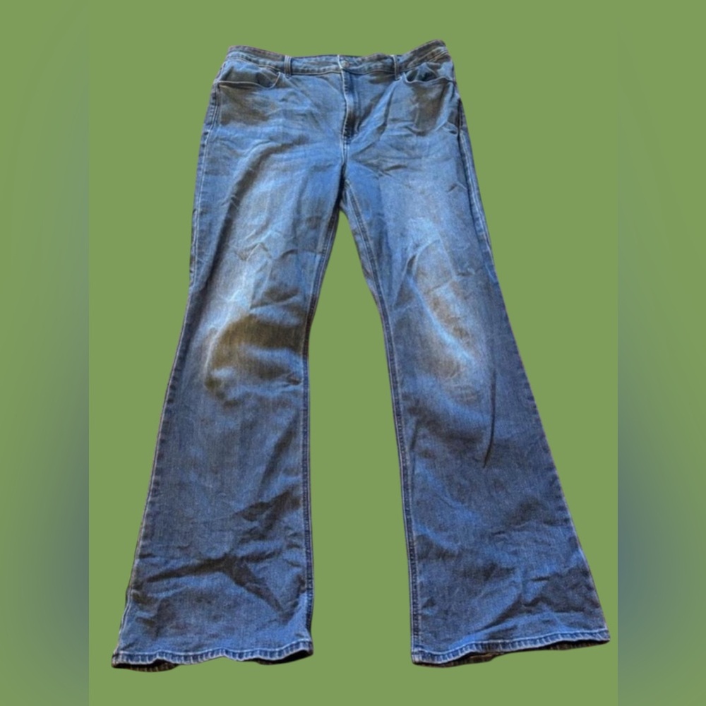 Old navy womens high rise wow flare jeans size 16 tall blue